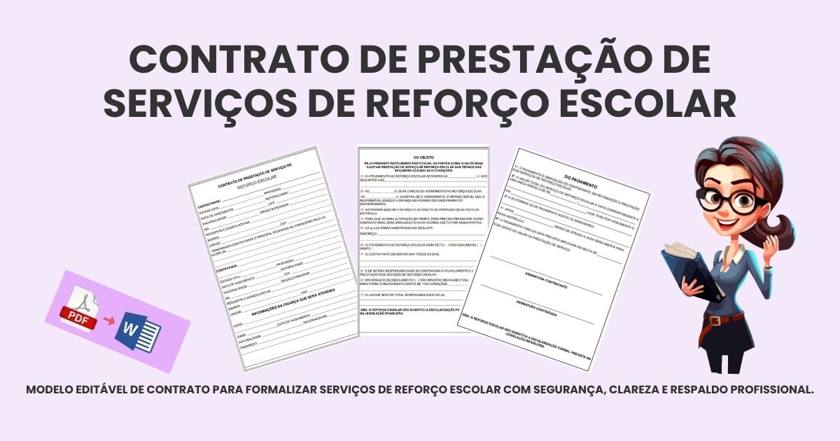Contrato de Prestação de Serviço de Reforço Escolar – Modelo Editável ...