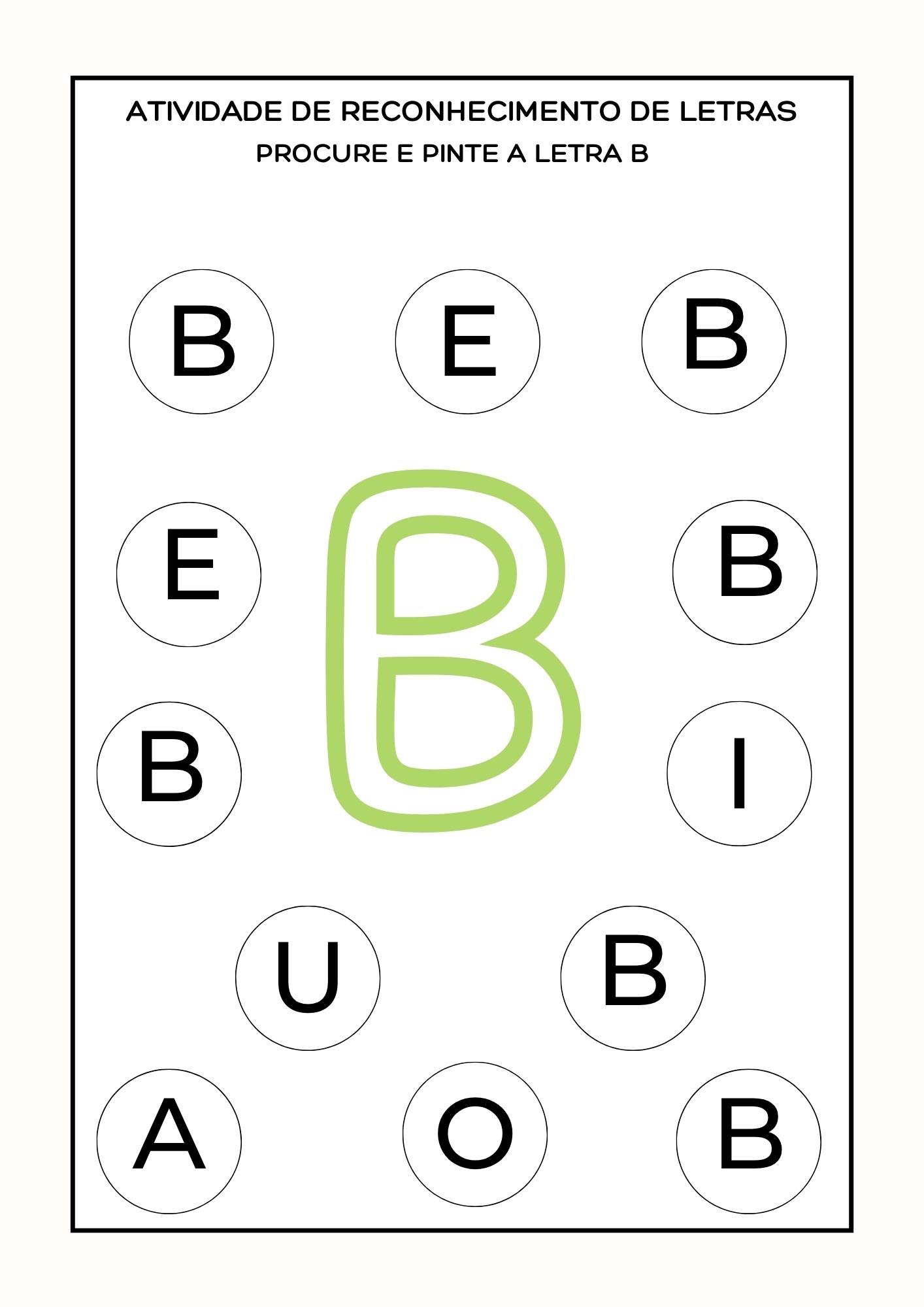 atividade de reconhecimento de letras para autismo alfabeto letra A para imprimir