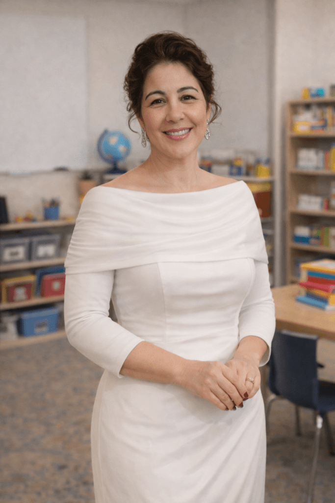 professora Isabel especialista em alfabetização criando atividades pedagógicas para professores