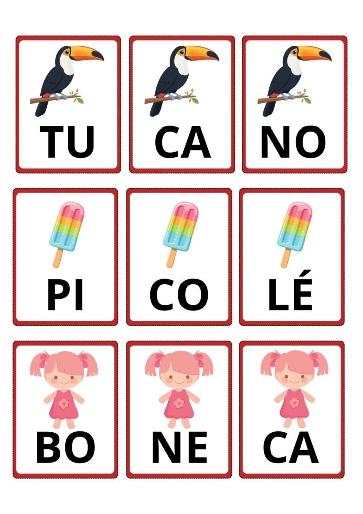 Jogo das Sílabas Colorido para Imprimir em PDF