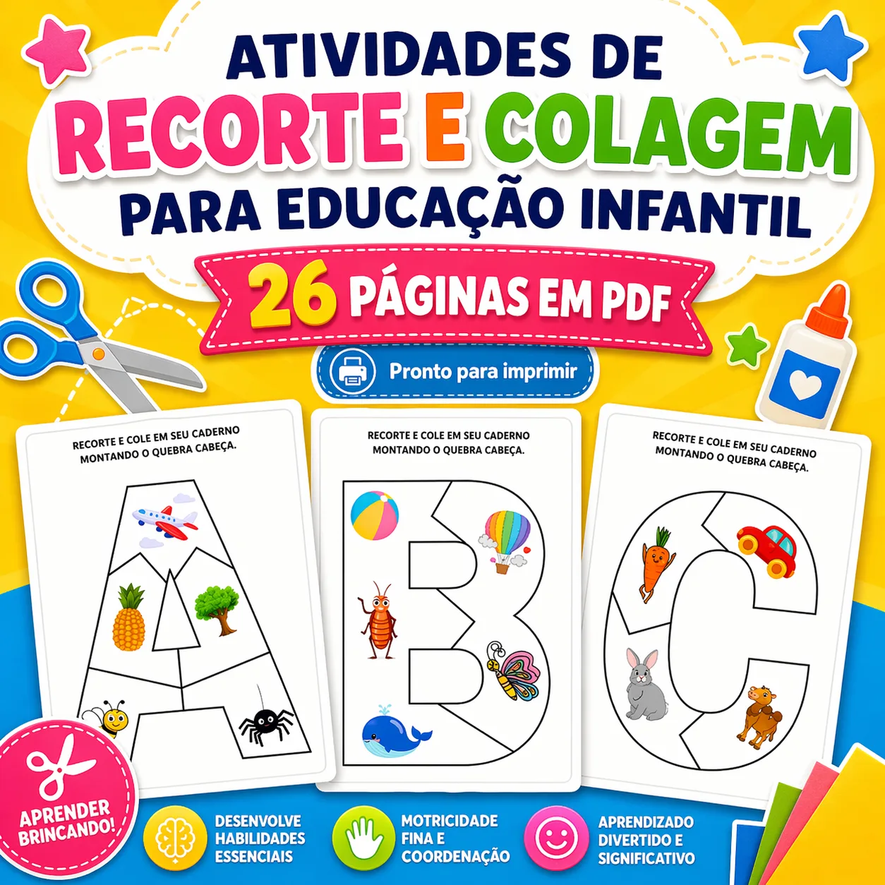 Atividade de Recorte e Colagem Para Educação Infantil - Profª Isabel